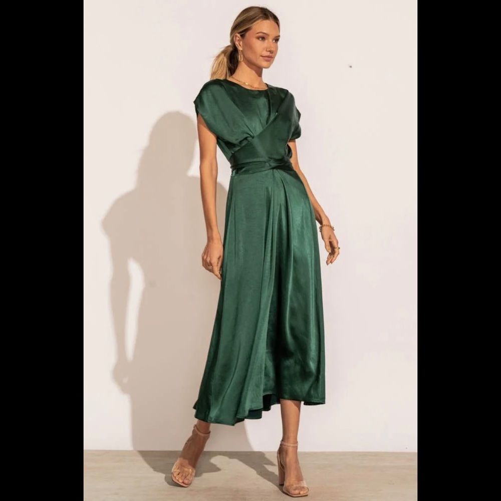 böhme Rosalind Midi Dress in Emerald green size Large bohme NWT